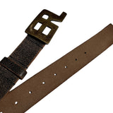 Crackled leather logo belt