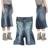 Deconstructed skirted Denim shorts