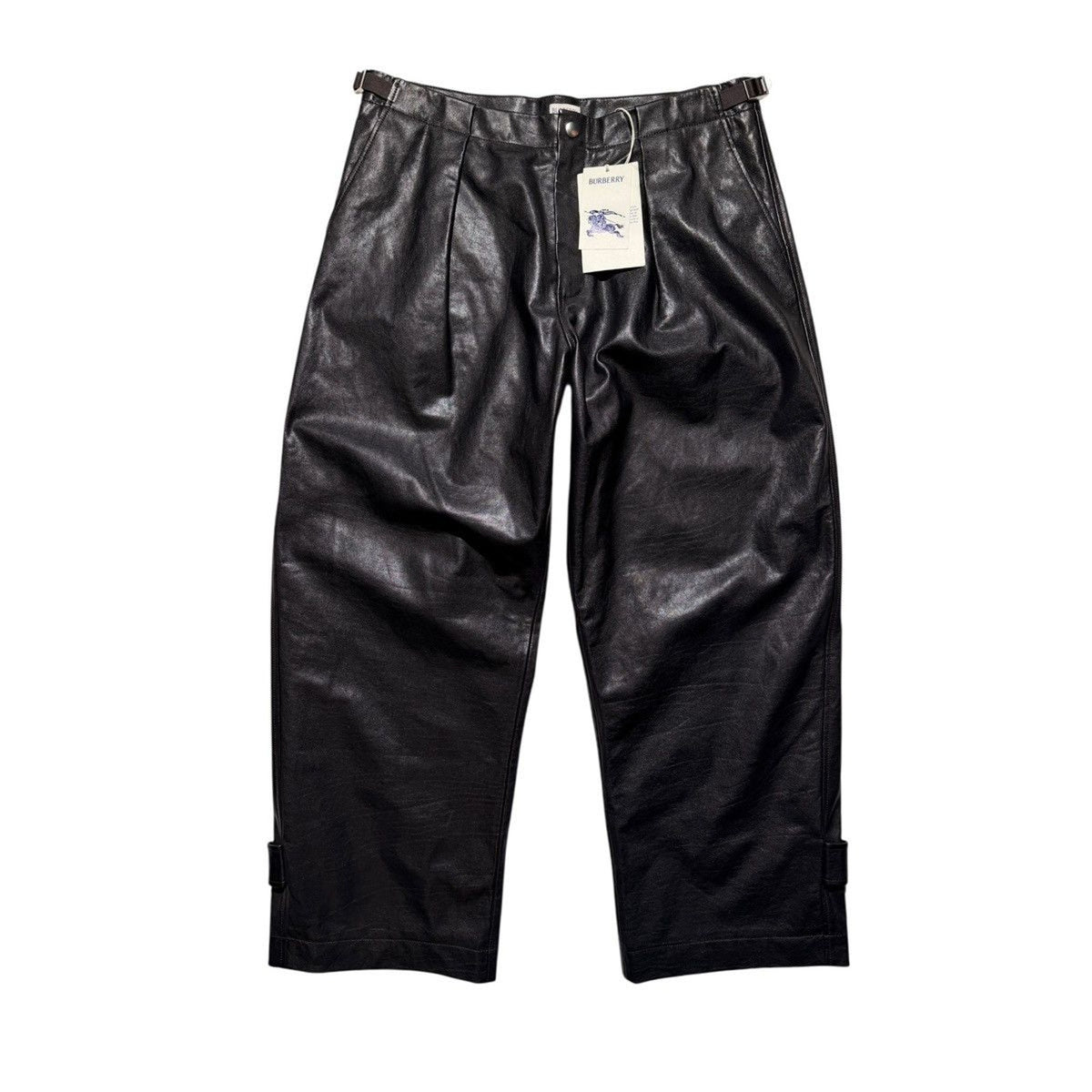 Pleated Leather baggy adjustable pant