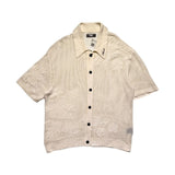Cashmere crochet mesh button down