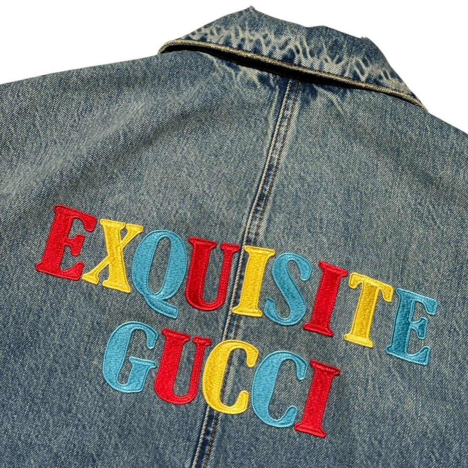 Denim jacket with checkered flannel “Exquisite Gucci”