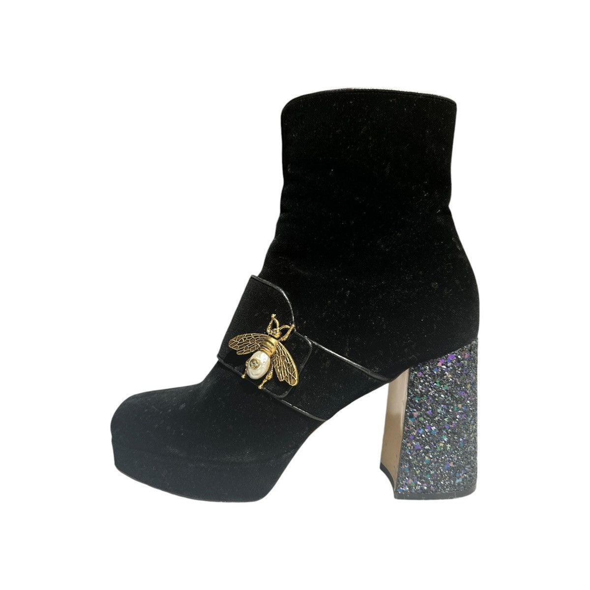 Velvet glitter heel bee boot