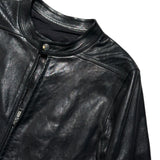 Classic leather zip front racer cafe jacket