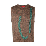 Brown glitch woven tank top