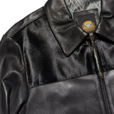 Vintage pony hair panel genuine leather jacket