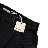 Pinstripe belted adjustable waist pant