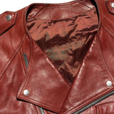 Cropped leather biker jacket