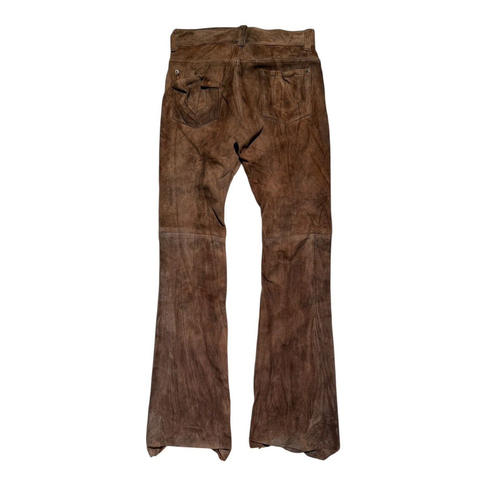 Sueded leather flared pant