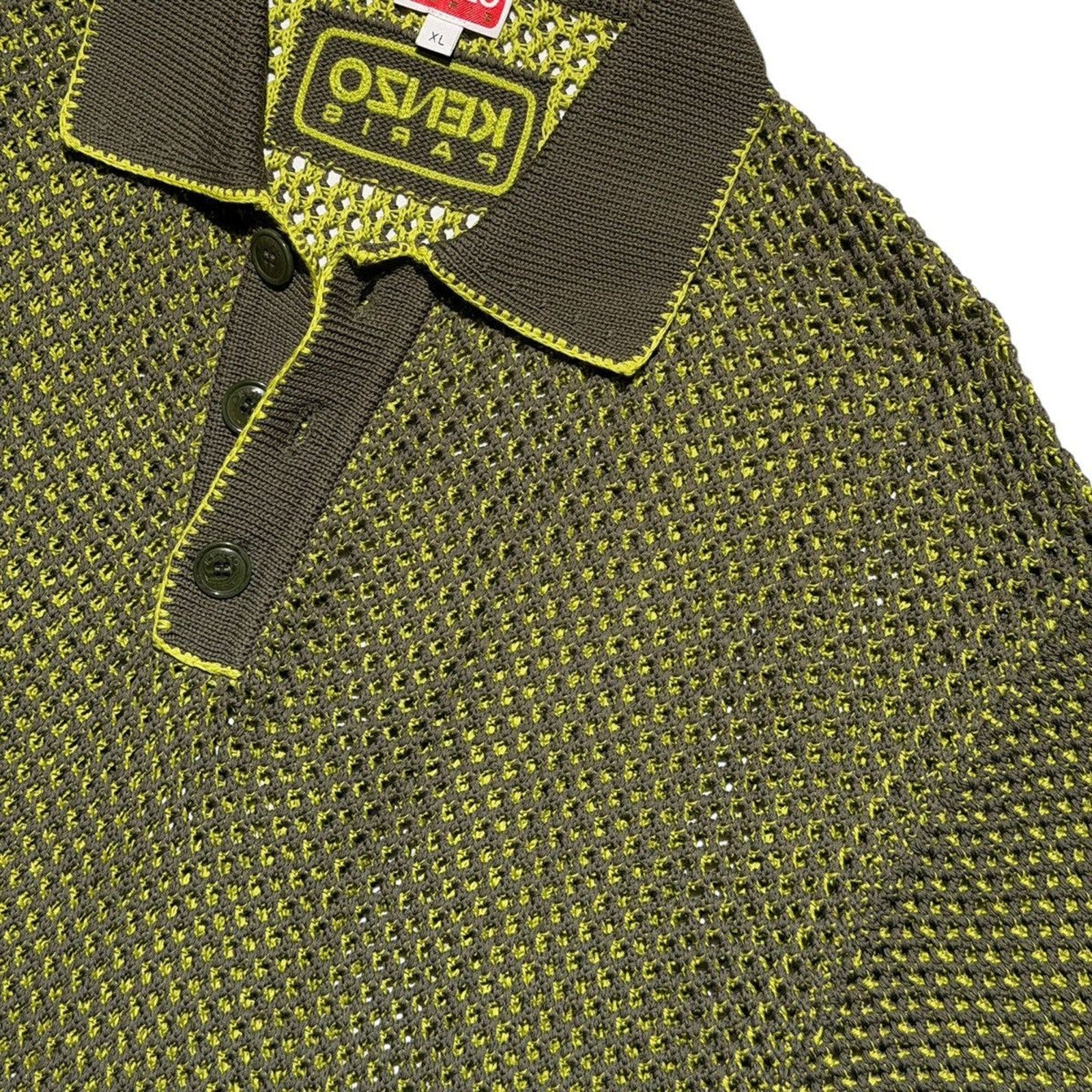 Open knit mesh polo shirt
