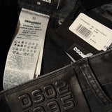 Crystal embellished waxed denim