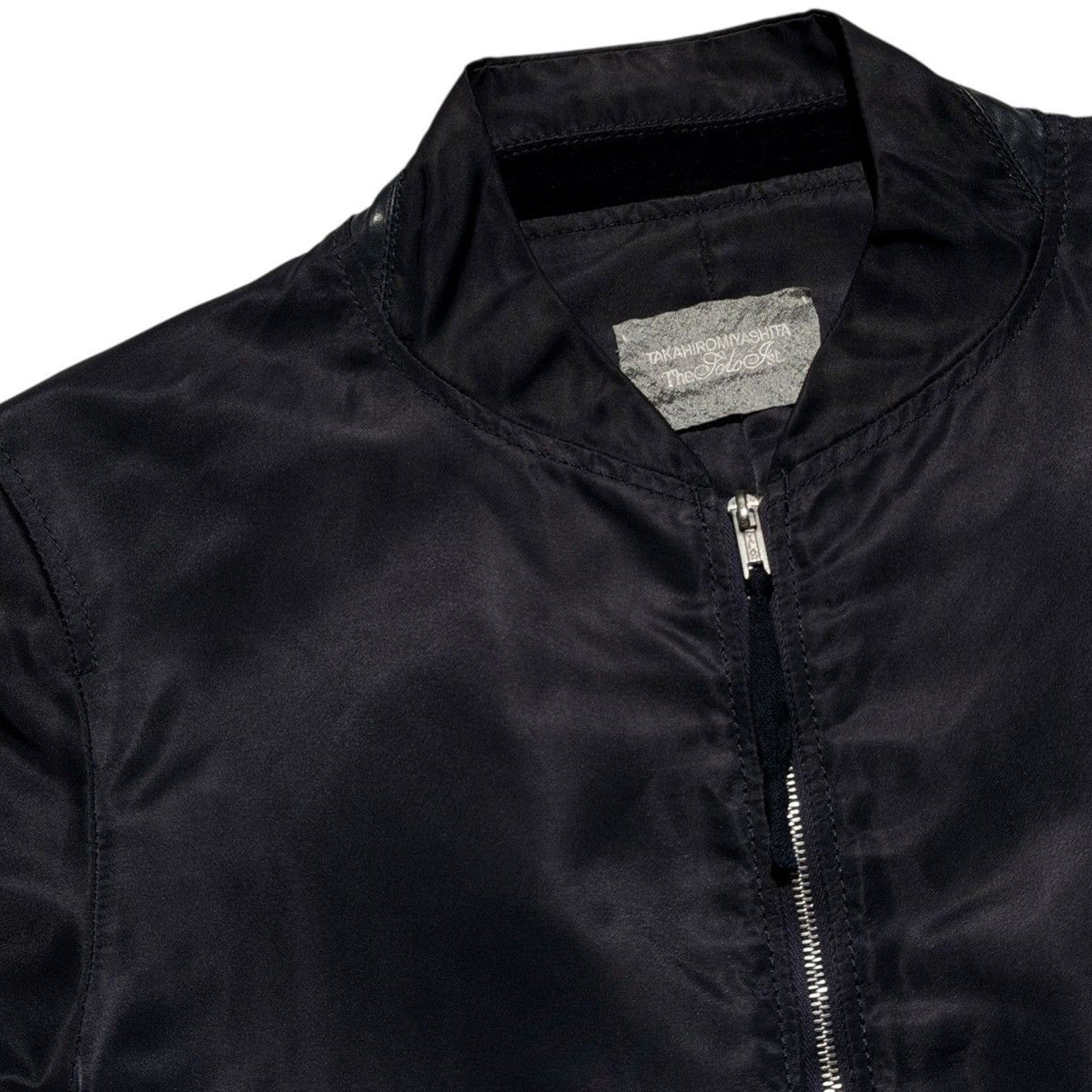 Sueded leather panel nylon bomber