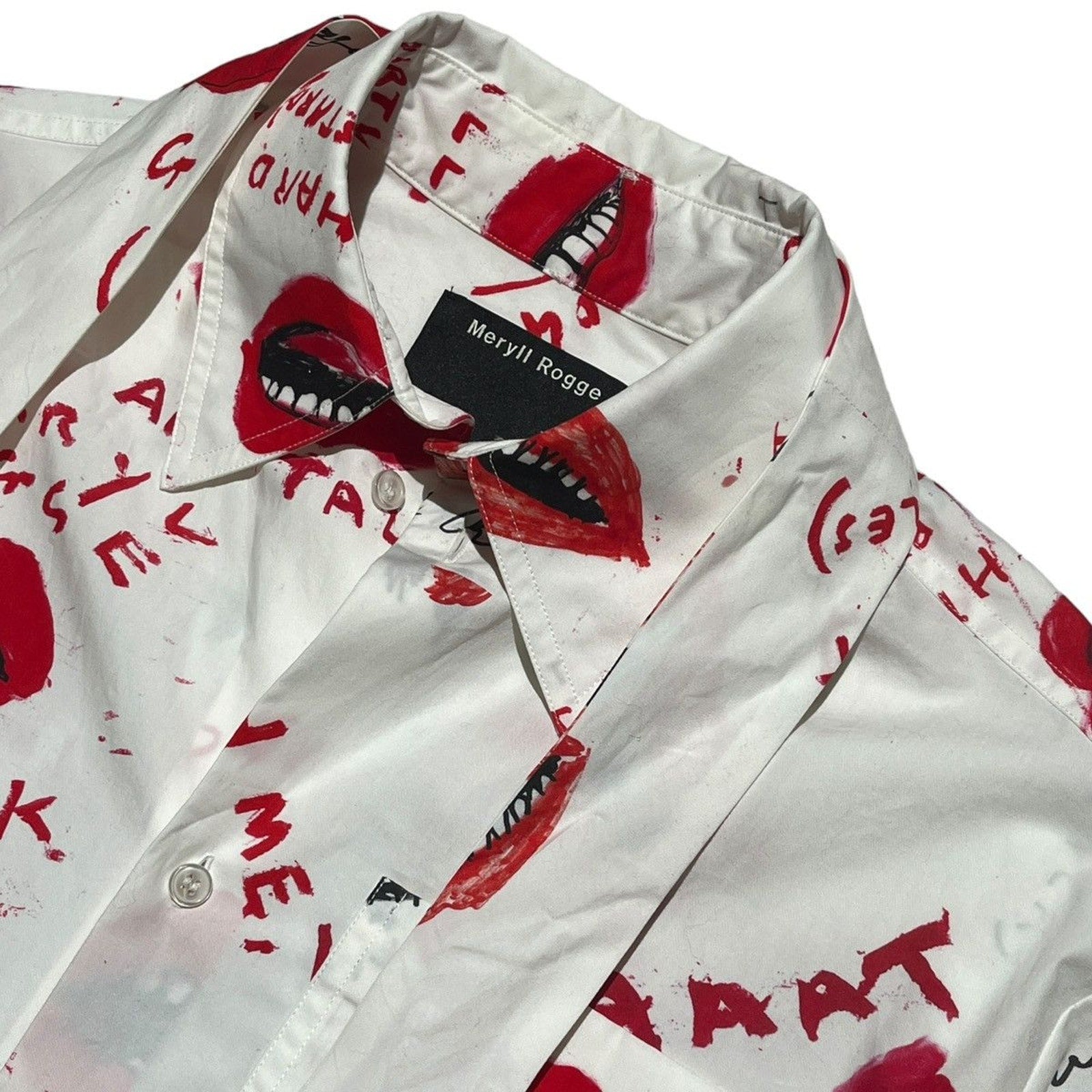 “All talk” graphic button up