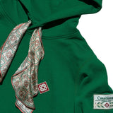 Silk scarf drawstring hoodie