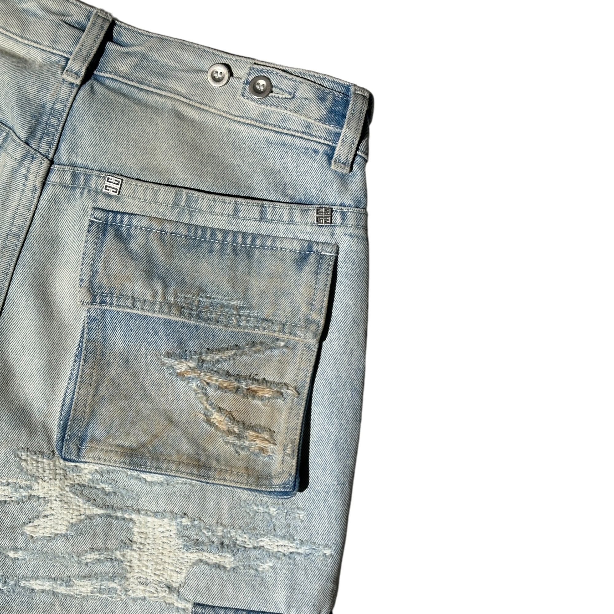 Distressed cargo denim