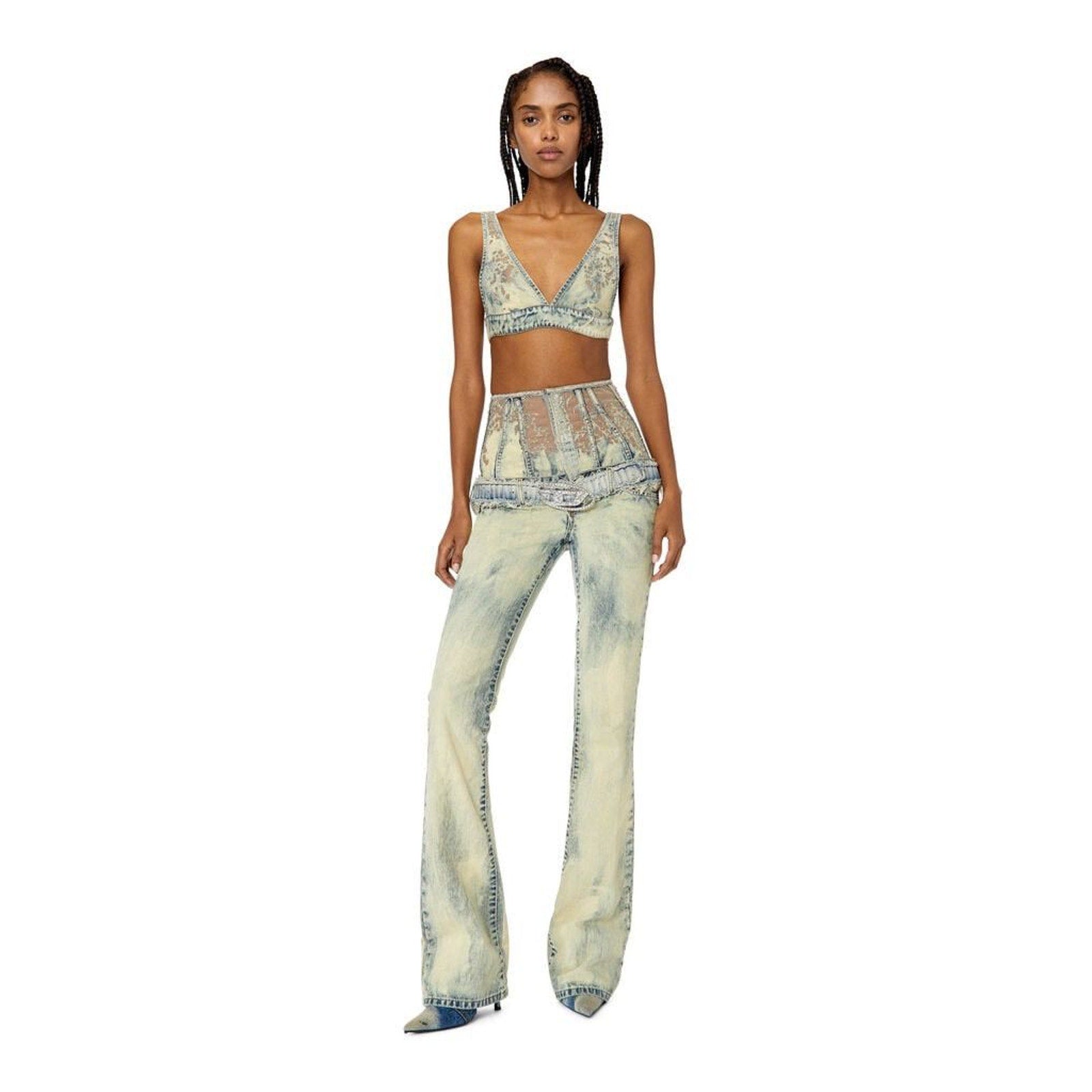 D-every corset lace flare denim