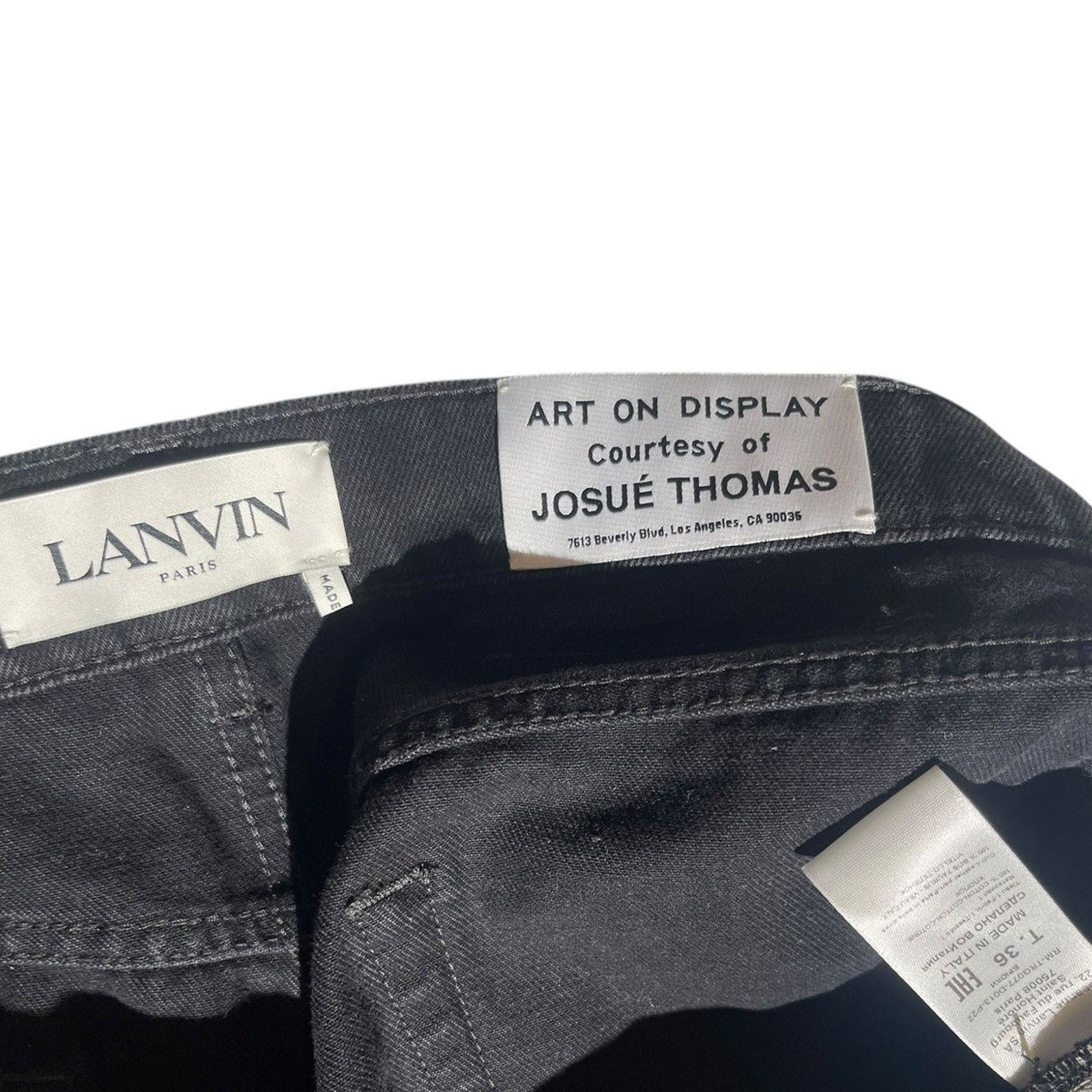 Leather paneled denim