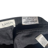 Leather paneled denim