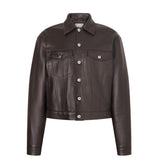 Intrecciato collar leather jacket