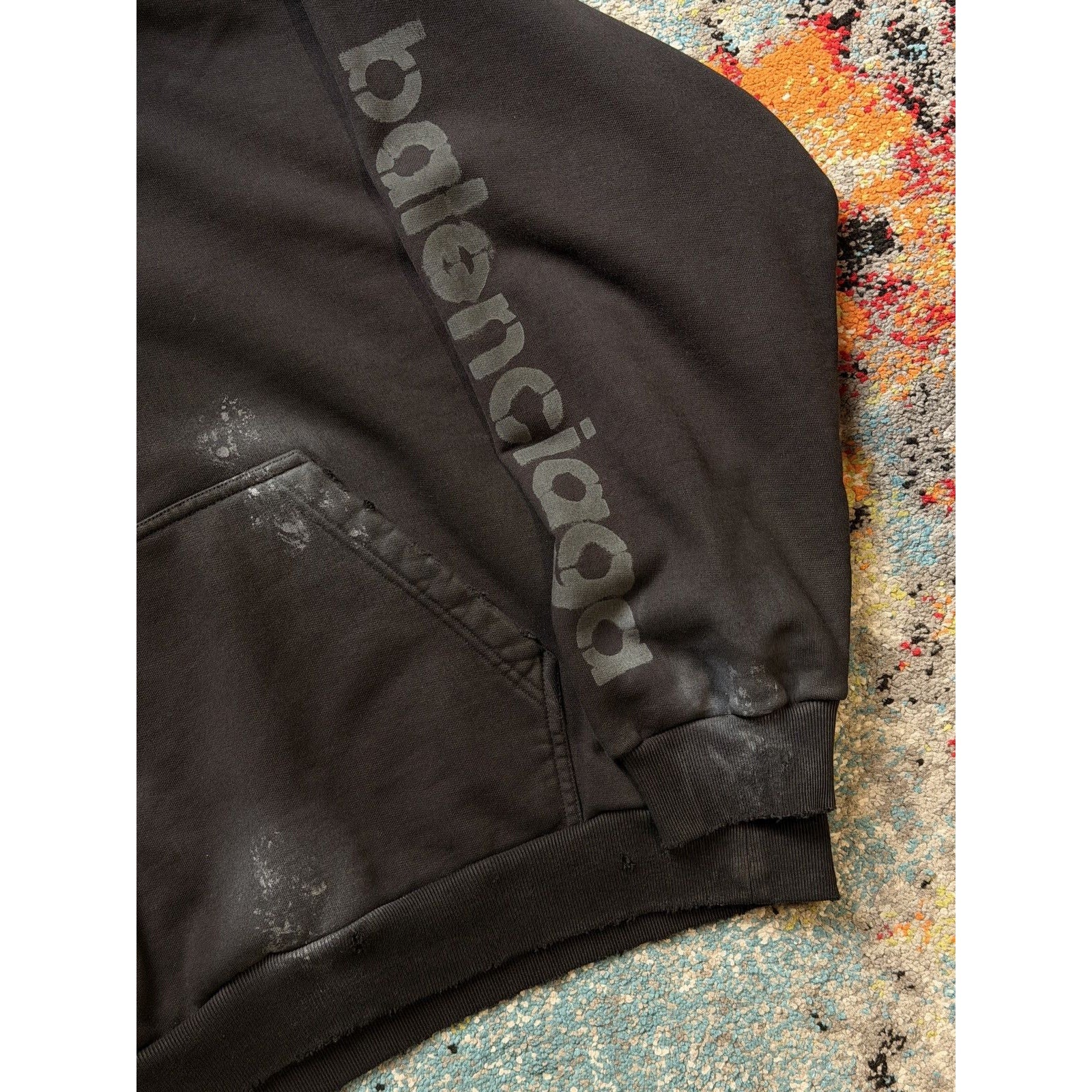 3B logo distressed hoodie