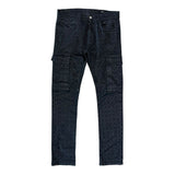 Monogram logo cargo denim