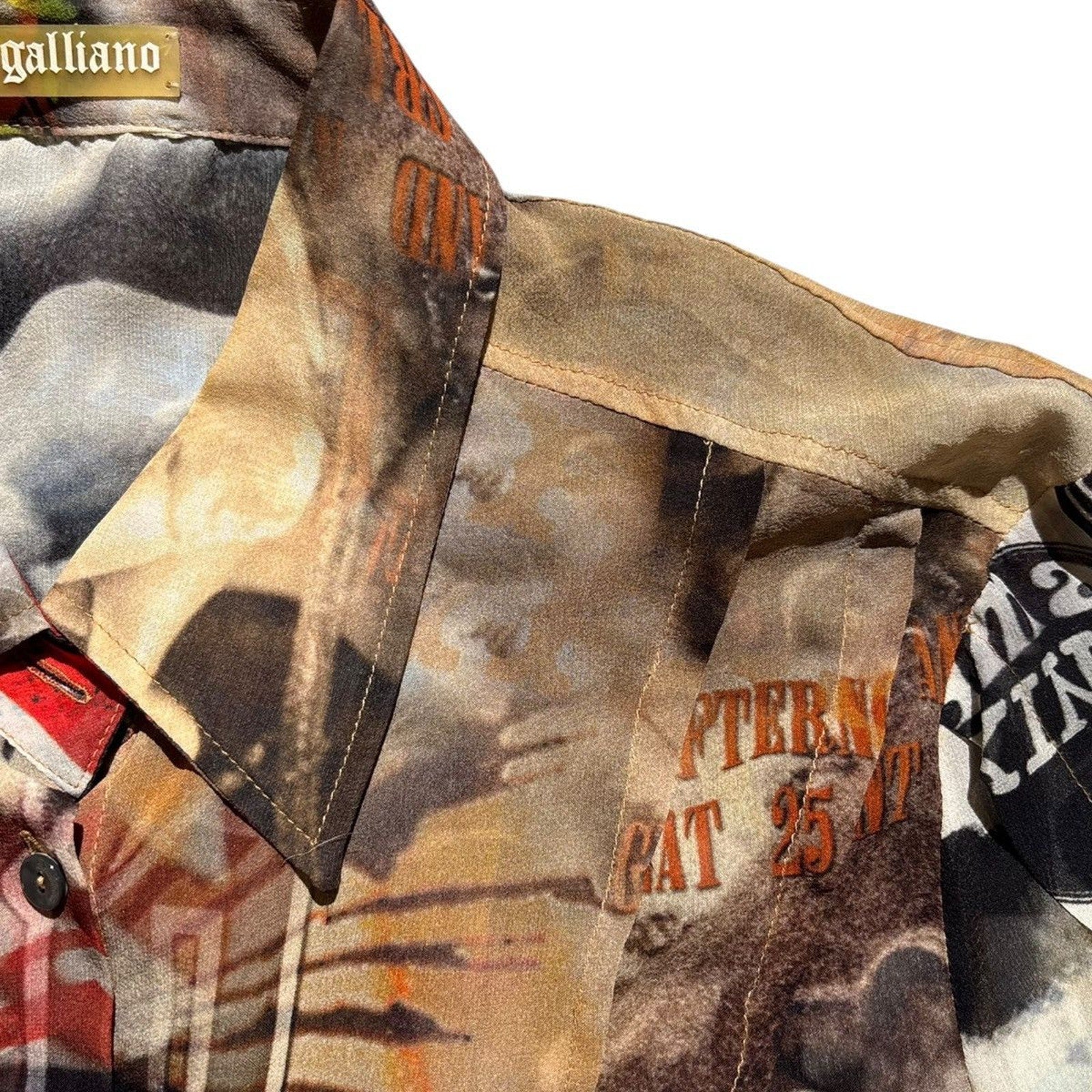 Graphic silk runway button down
