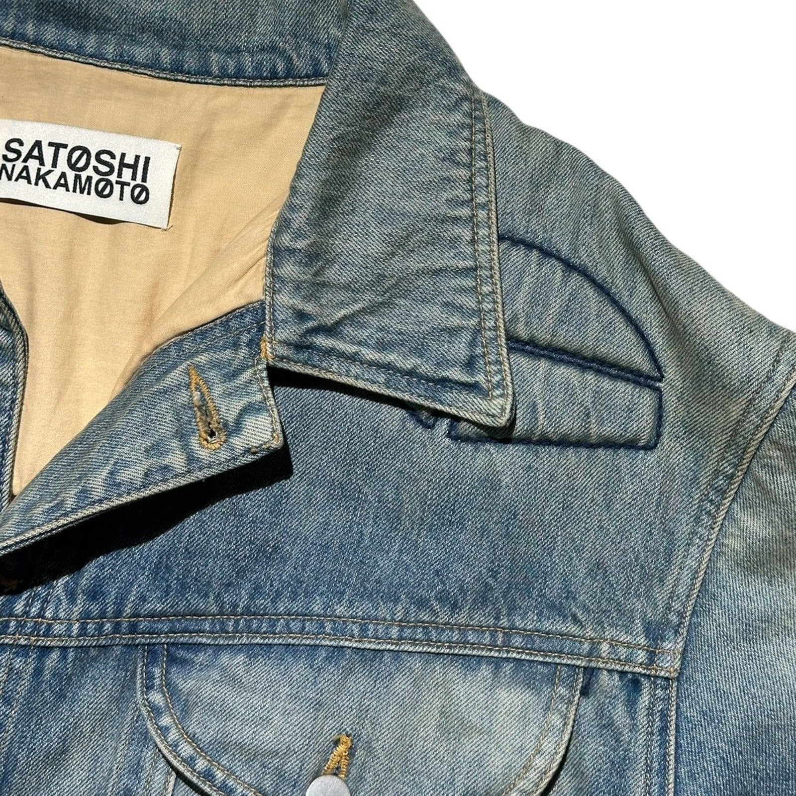 Padded moto trucker denim jacket