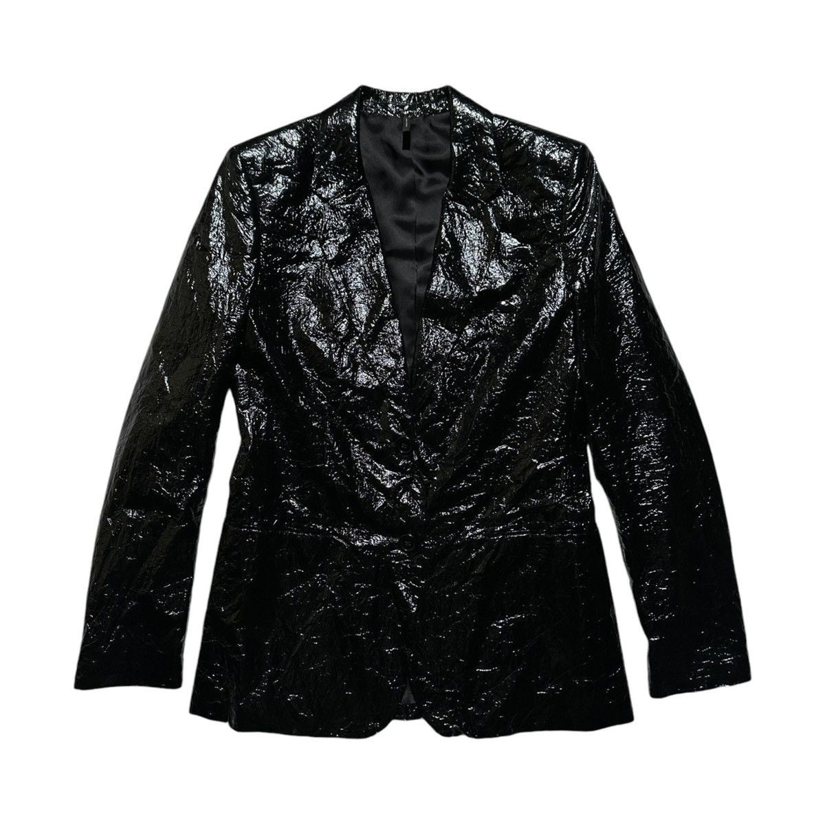 Glossy crinkled blazer jacket