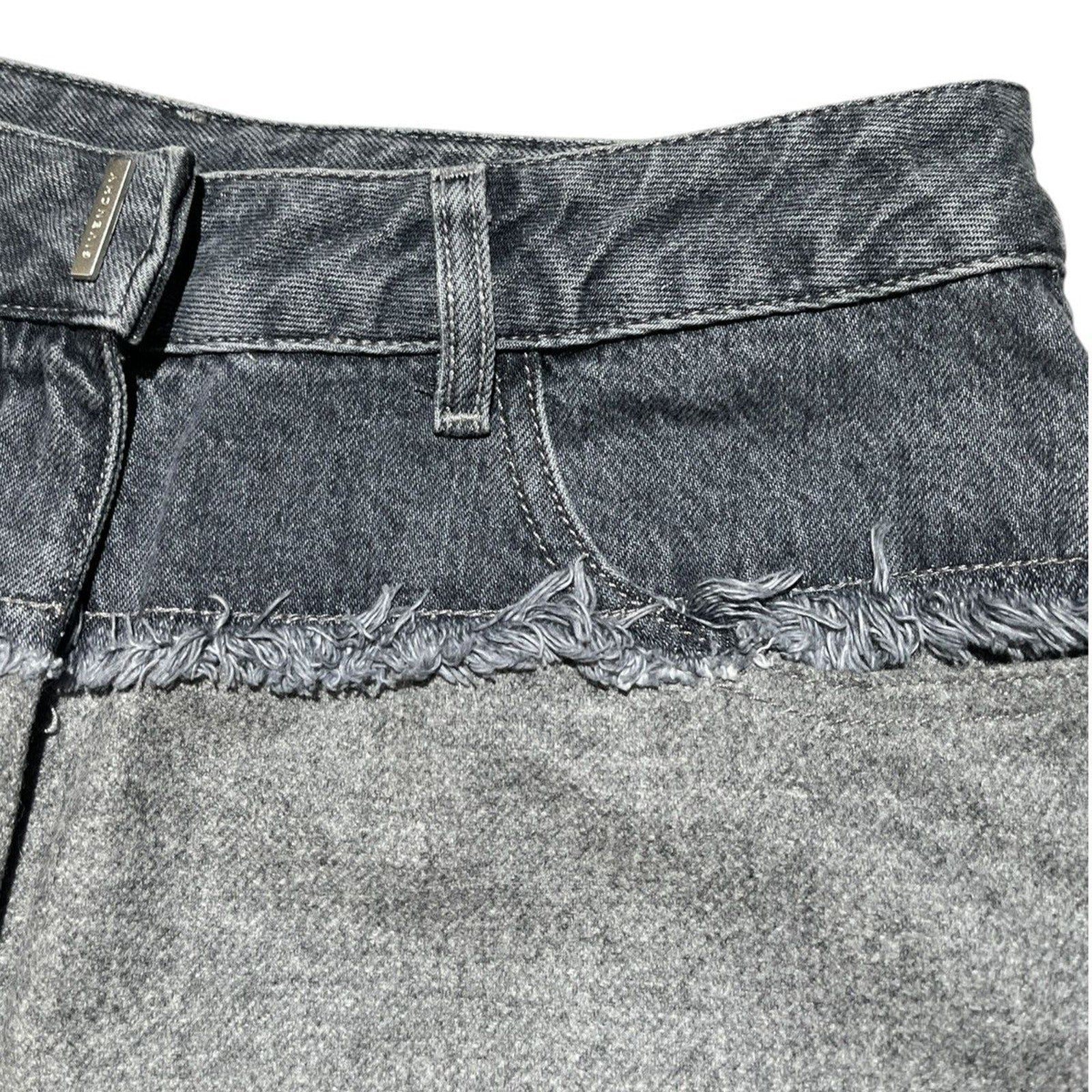 Hybrid paneled denim/wool trouser