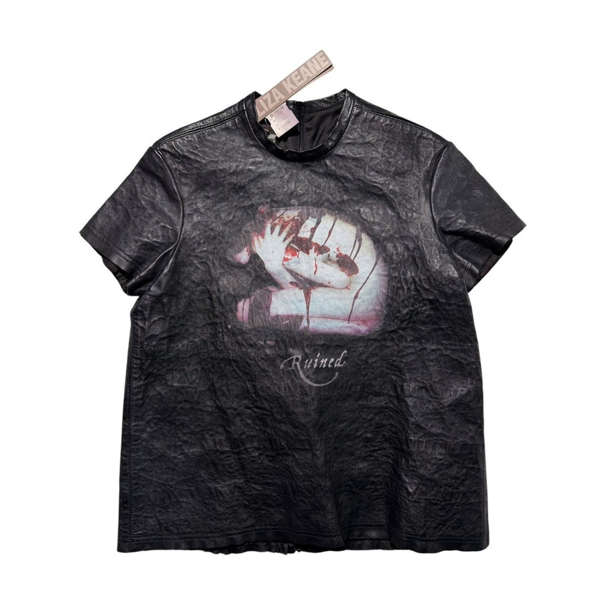 Liza Keane wrinkled effect leather shirt