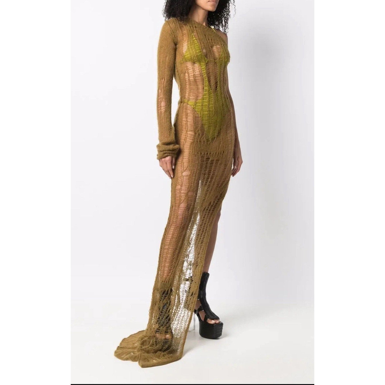 Ziggy open webbed knit one sleeve dress