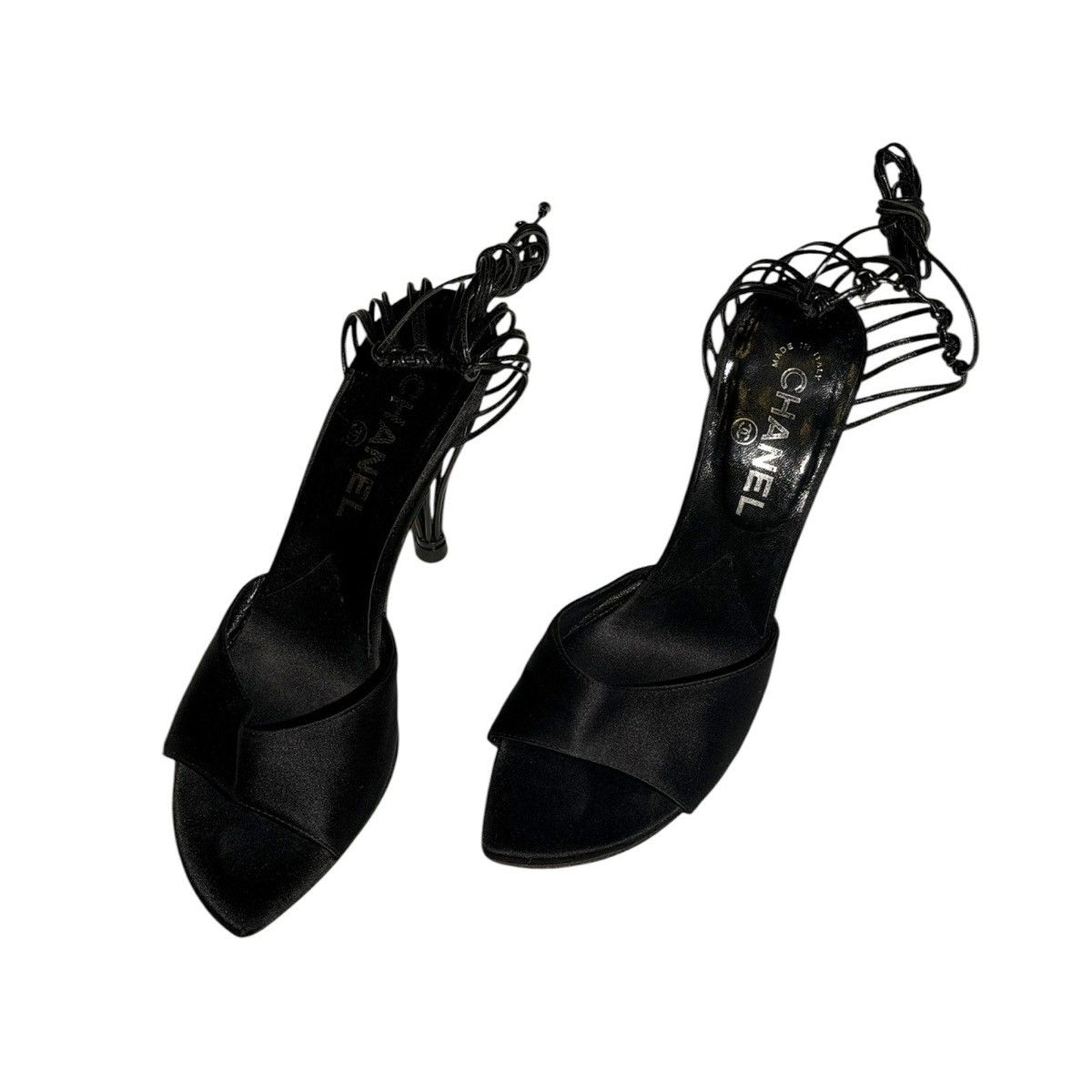 Birdcage wire strappy heels