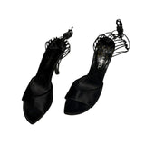 Birdcage wire strappy heels