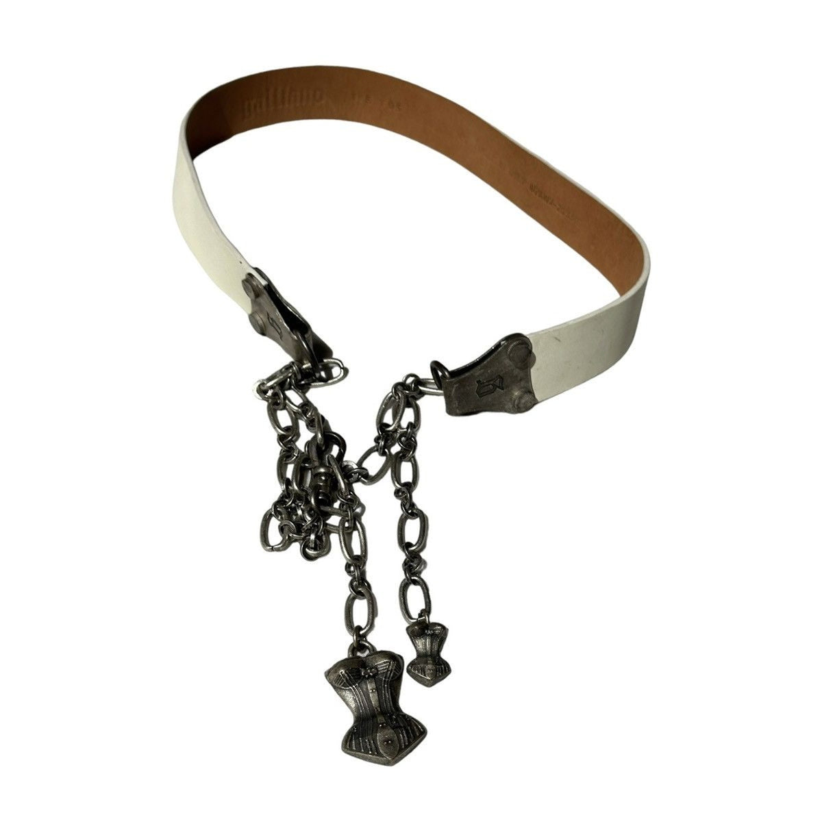 Leather bustier chain link belt