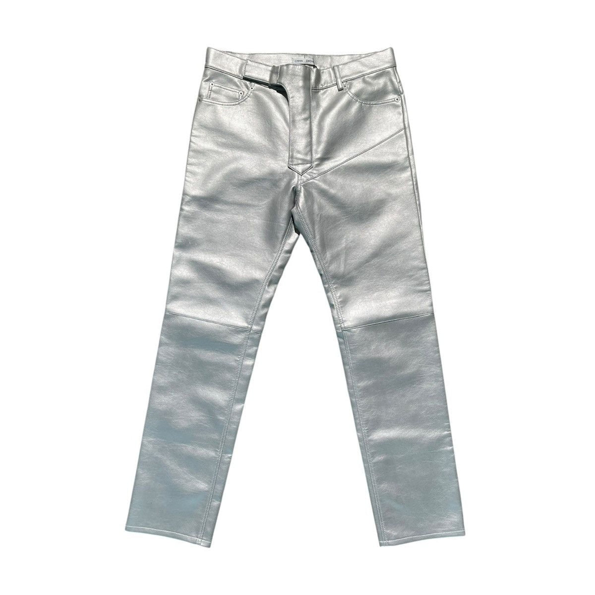 Metallic chrome moto pant