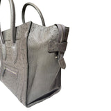 Ostrich leather expandable bag