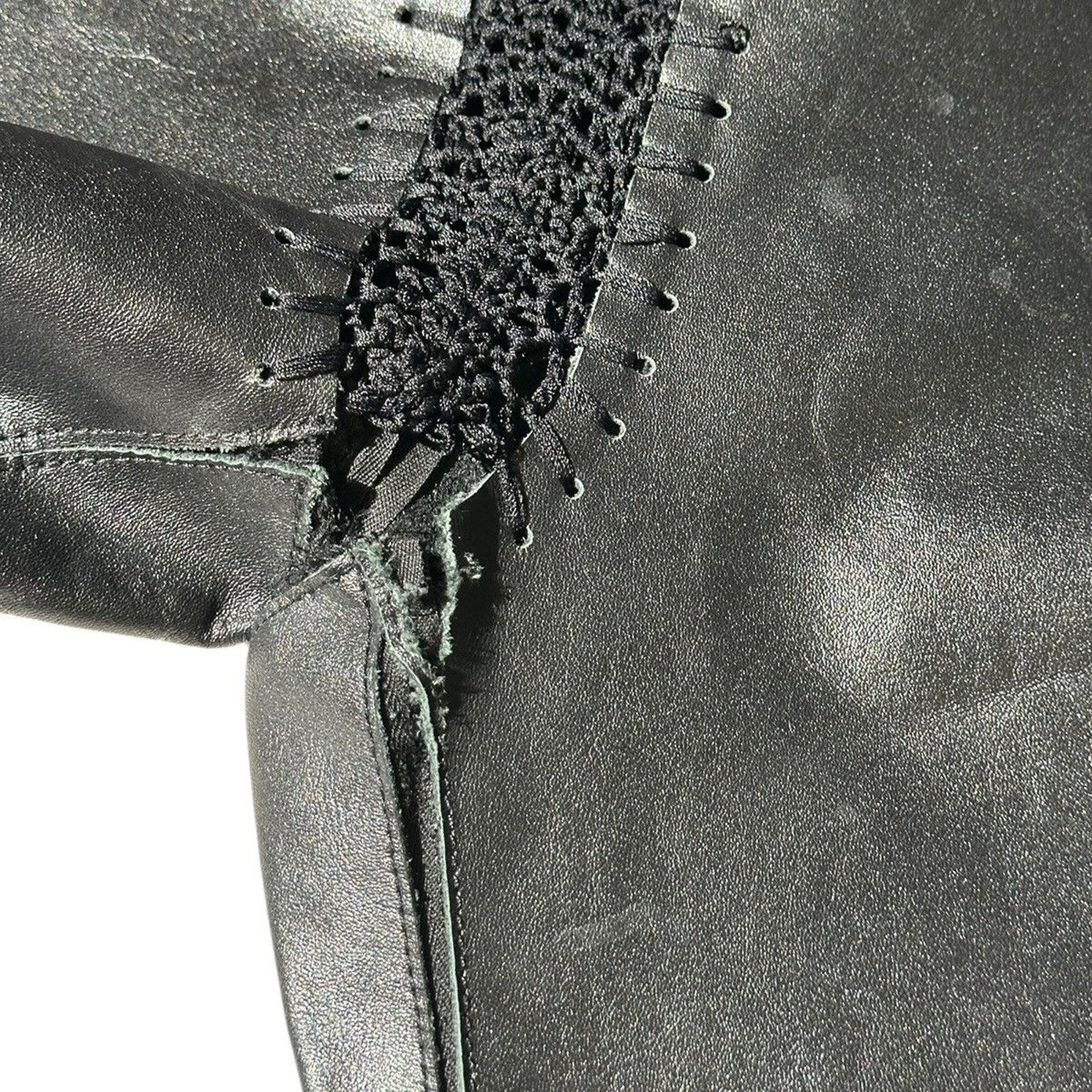 Leather crochet cut out pant