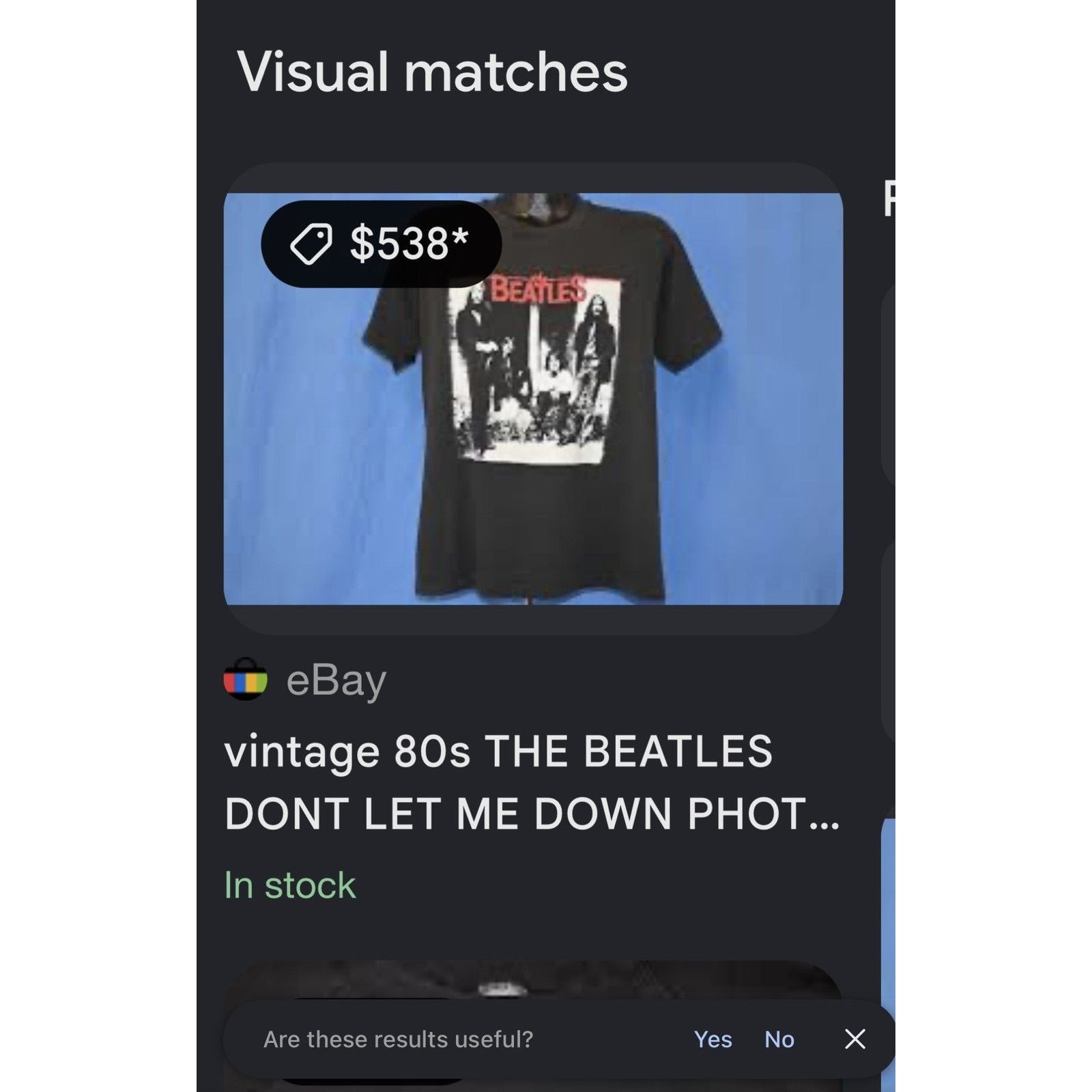 1980s Beatles don’t let me down tee