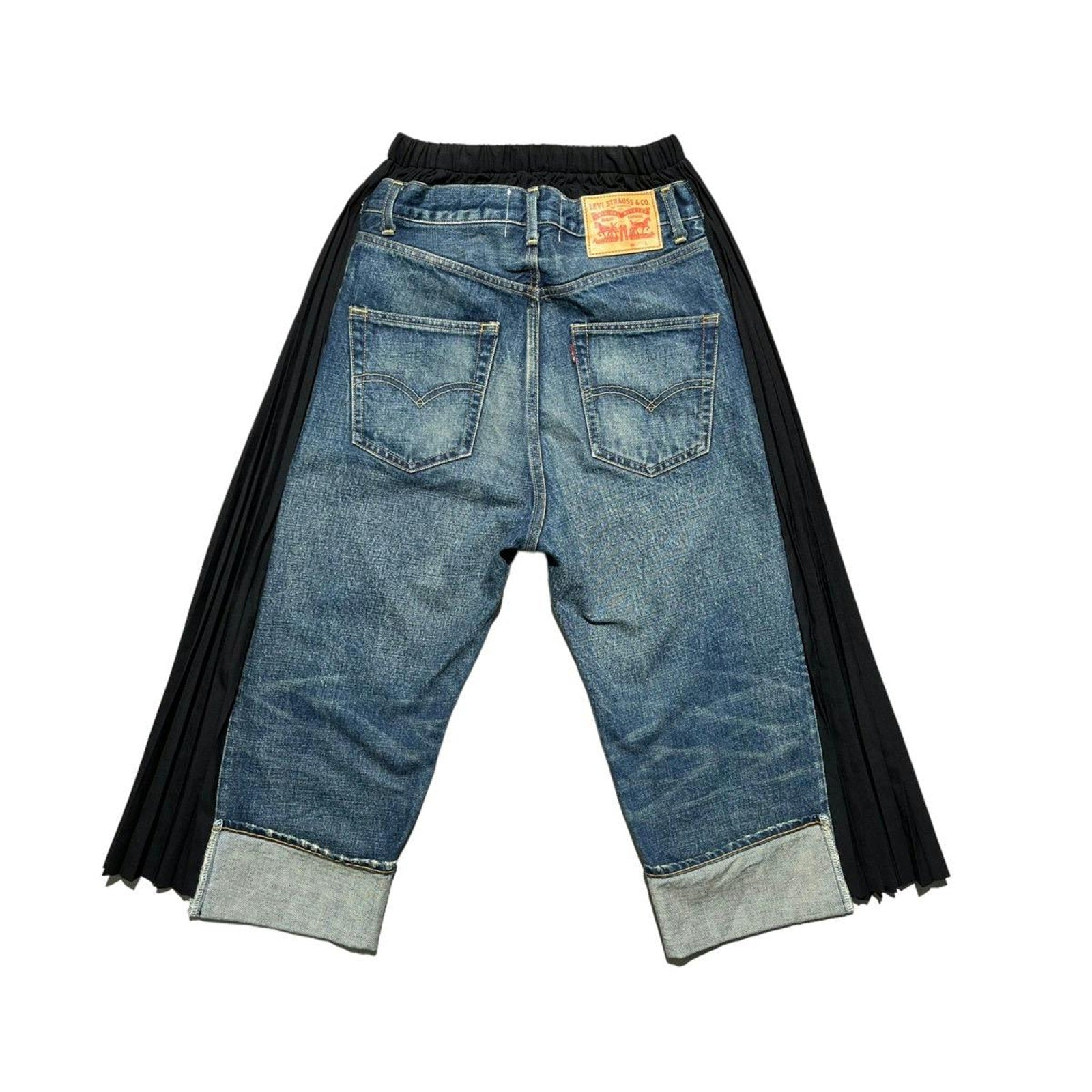 Pleated deconstructed adjustable Denim pants