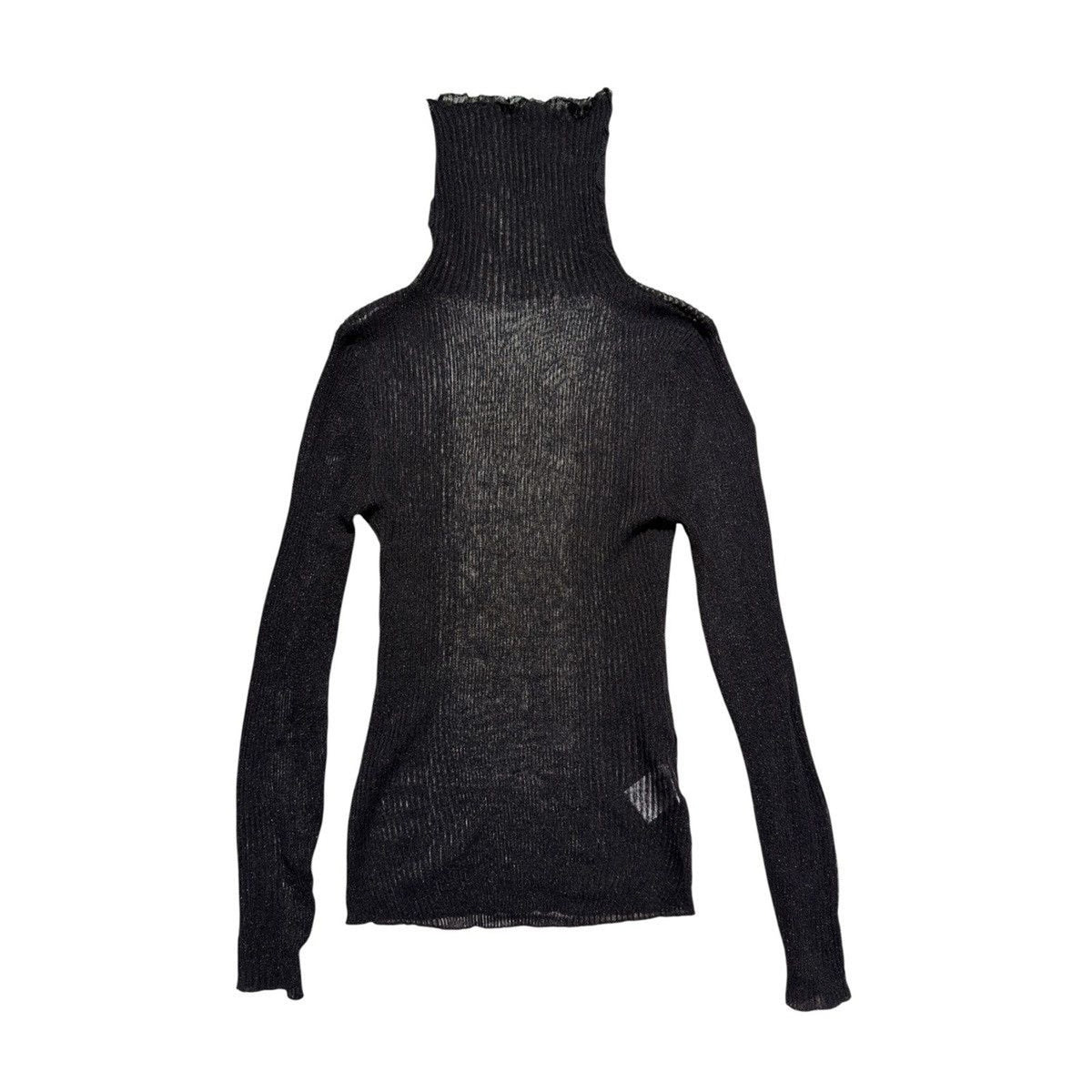 Sheer Mesh stretch ribbed turtleneck