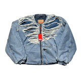 oversized shredded denim “Day-C bomber”