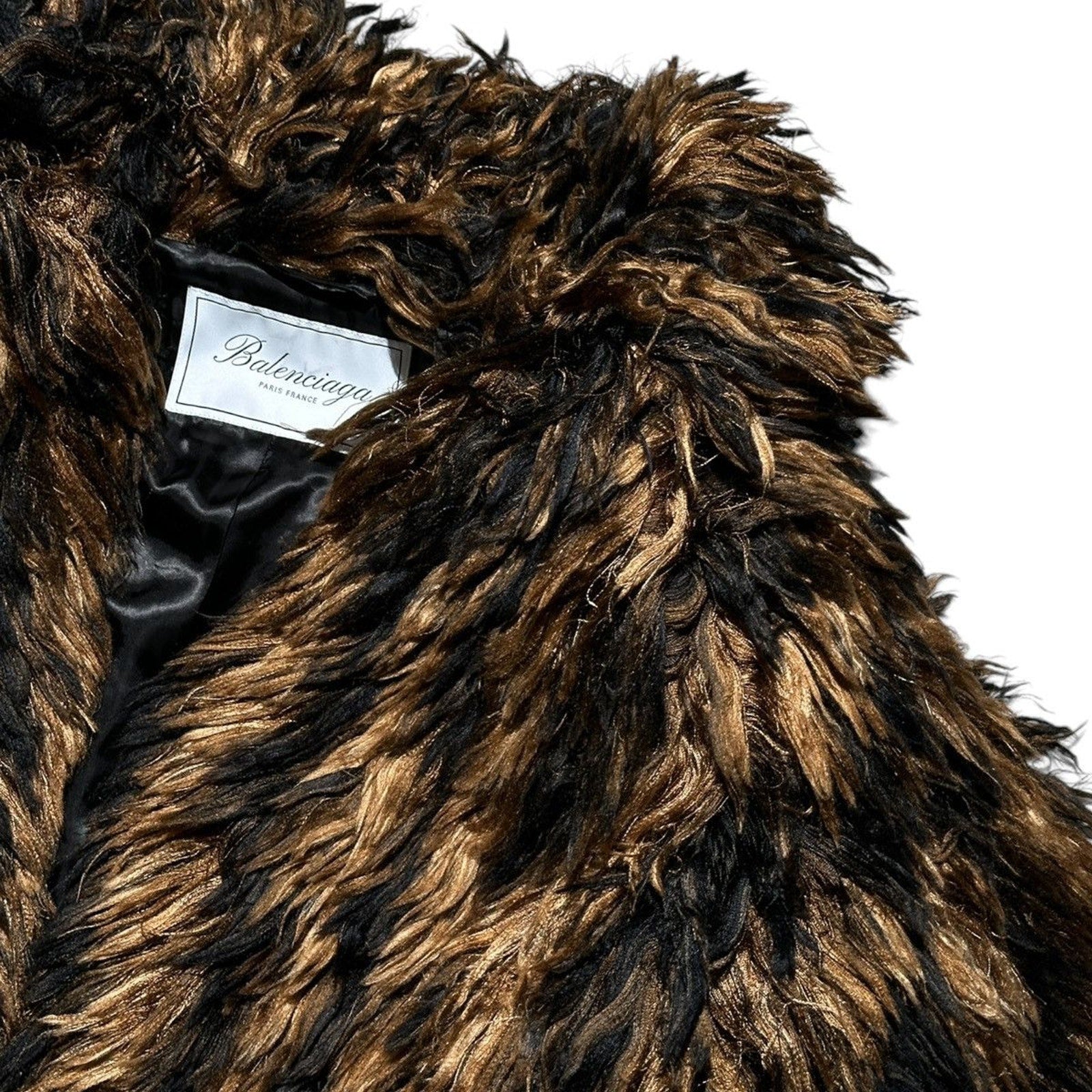 Couture furry cropped padded shoulder coat