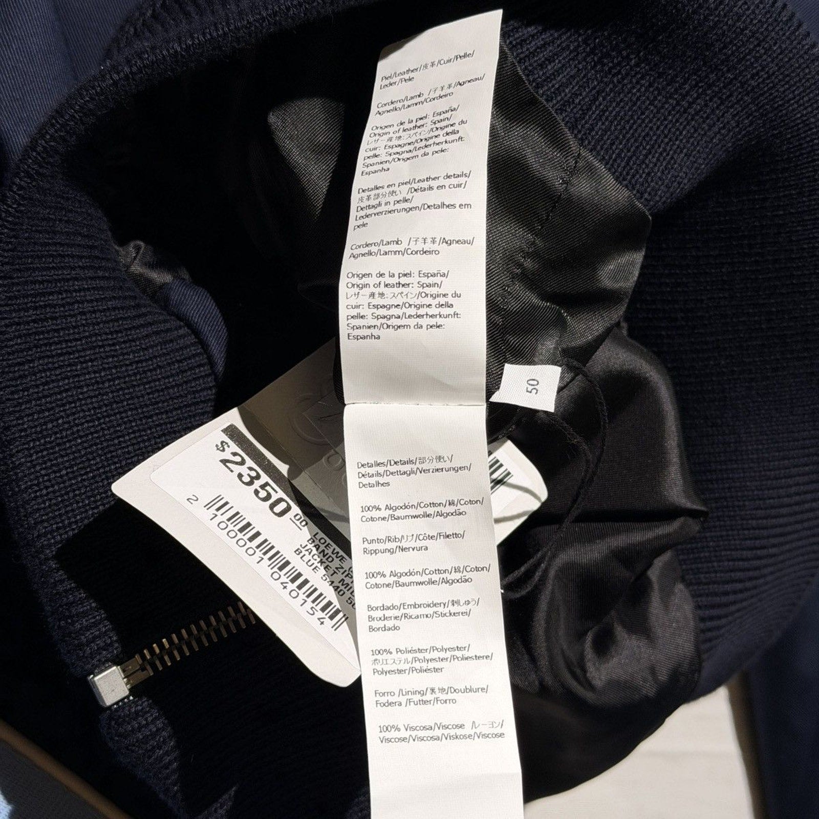$2,350 Leather trimmed twill jacket