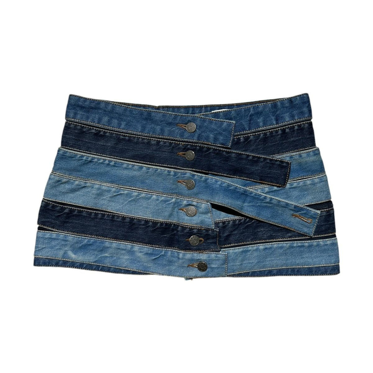 Paneled denim mini skirt