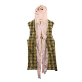 Linen Plaid Silk hooded flannel