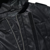 Leather look hooded bomber