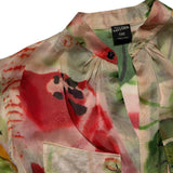 Silk floral cinch button down