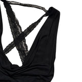 Plunge neck back lace cut out top