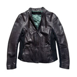 Paneled stretch leather jacket