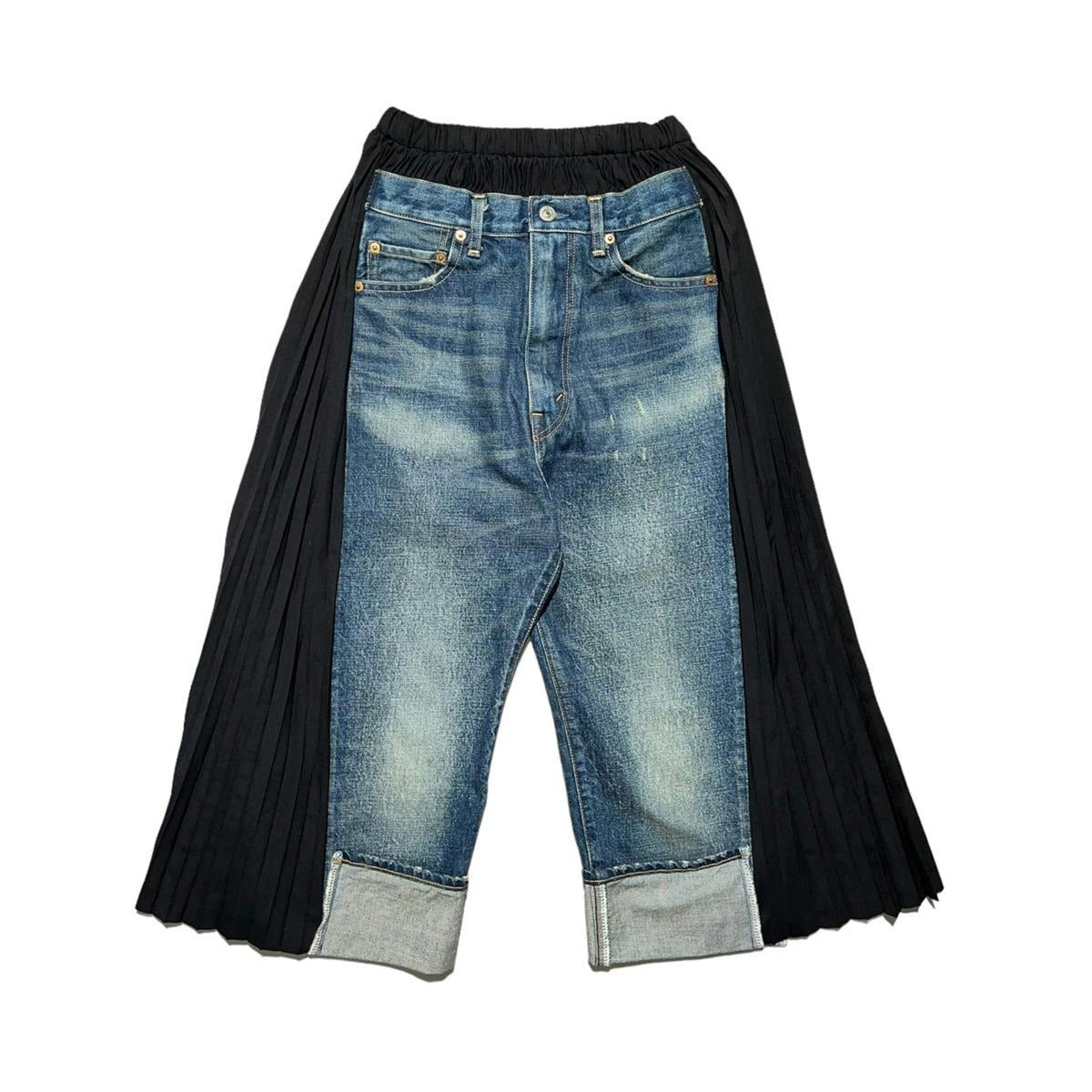 Pleated deconstructed adjustable Denim pants