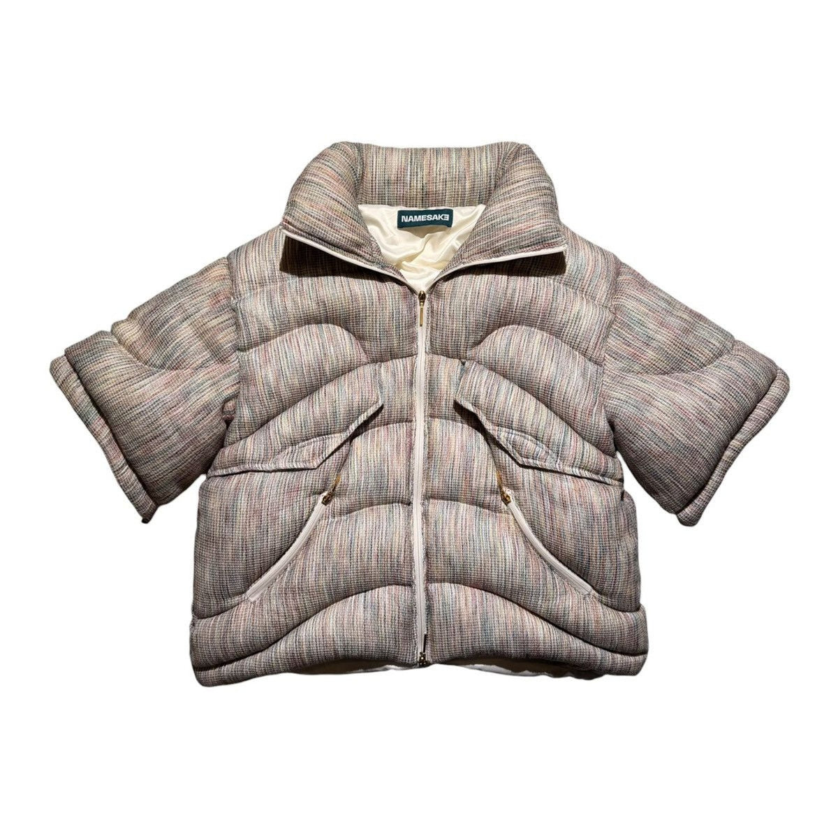 Cropped wave puffer jacket